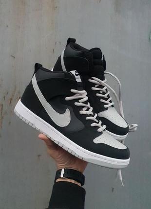 Кросівки nike sb dunk high •black grey•1 фото