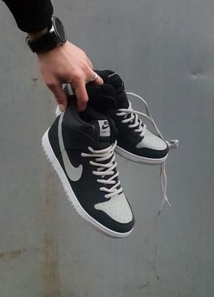 Кроссовки nike sb dunk high •black grey•2 фото