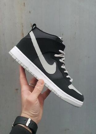 Кросівки nike sb dunk high •black grey•4 фото