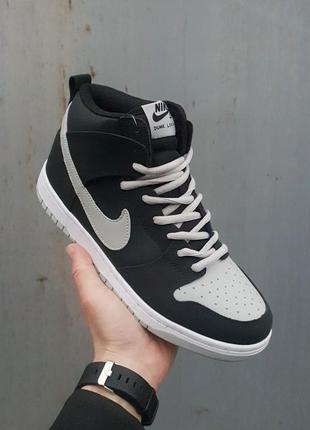 Кроссовки nike sb dunk high •black grey•7 фото