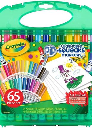 Змивні фломастери crayola washable markers у кейсі, набір маркерів і паперу для творчості крайолу 65 од