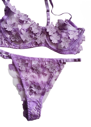 Набор женского белья фиолетовый трусы бюстгальтера эротическое сексуальное
