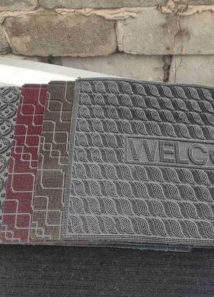 Гумовий килимок з написом "welcome" 40х60см придверний з шипами для очищення бруду