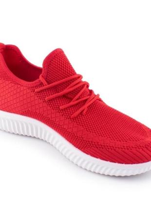 Стильные красные кроссовки из текстиля сетка летние дышащие мужские4 фото