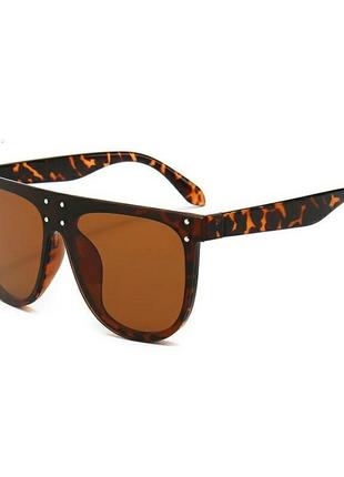 Леопардові сонцезахисні окуляри коричневі квадратные большие очки3 фото