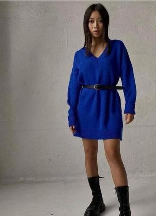 Туніка жіноча синя подовжена туніка з мисом