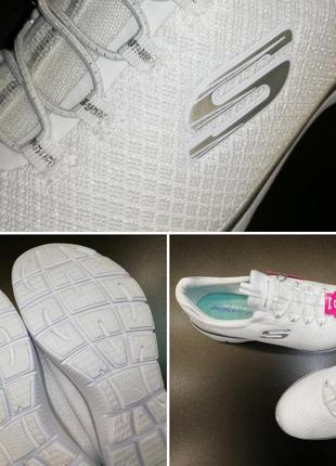 Потрясающие текстильные кроссовки американского бренда skechers summits white/silver9 фото