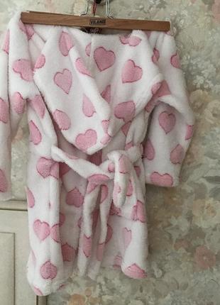 💕халатик💕плюшевый в сердечки на девочку