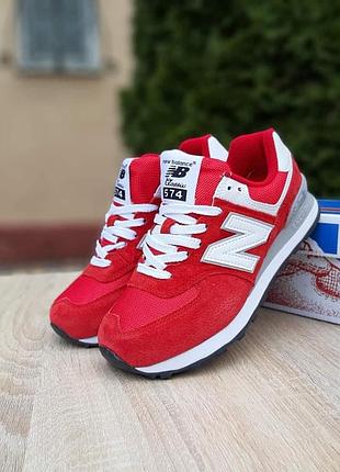New balance 574 красные белая n