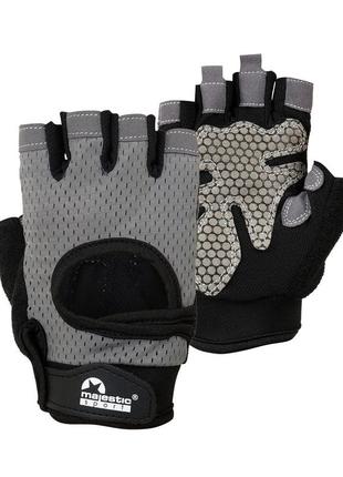 Перчатки для фитнеса majestic sport m-sfg-g-l (l) black/grey  poland1 фото