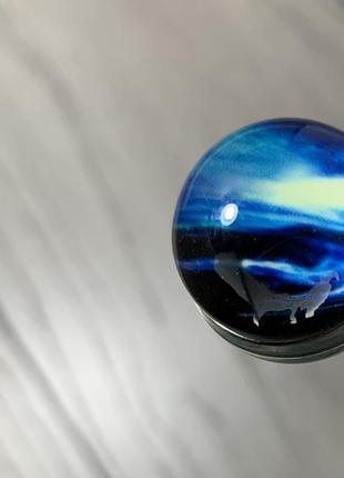 Увага! уцінка! красивий кулон, що світиться, прозора кулька космічна ''deep ocean'' (синій)3 фото