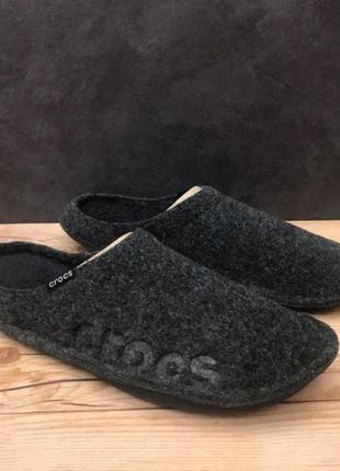 Крокс бая домашние тапцы с теплым мехом черные crocs baya slippers black6 фото