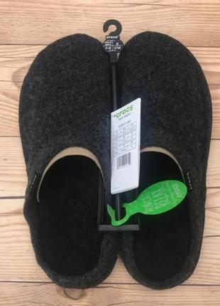 Крокс бая домашние тапцы с теплым мехом черные crocs baya slippers black9 фото