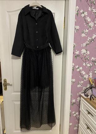 Чорна сукня з сіткою юбкою
