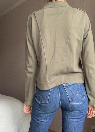 Хаки жакет в винтажном стиле, трикотажный пиджак хаки4 фото