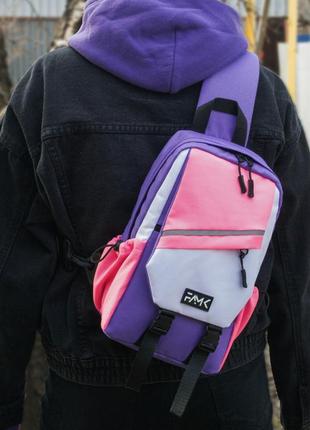 Рюкзак слінг famk рожевий/фіолетовий1 фото