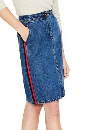 Новая джинсовая деним миди юбка  с лампасами boden 16 r3 фото