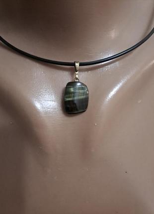 Каучуковий шнурок,срібло,нат.камінь