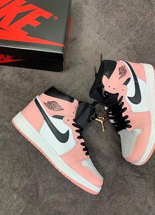 Nike air jordan 1 retro high pink «black logo» 1