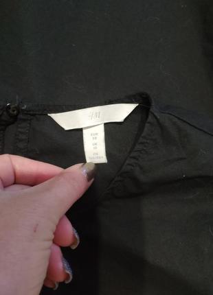 Не дорогого оригинальная хлопковая с короткими рукавами, прямая черная блузка бренда h&amp;m5 фото