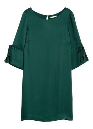 H&m платье зеленое изумрудное оверсайз свободное новое рукав три четверти