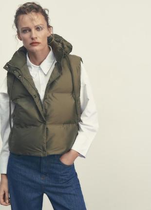 Zara жилетка, з капюшоном, хакі, оригінал