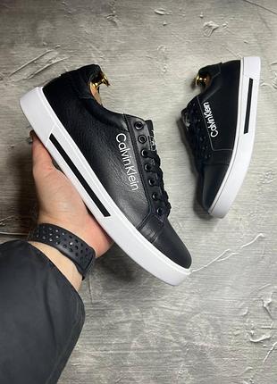 Стильні кеди кельвін кляйн calvin klein шкіряні чорні чоловічі (весна/осінь/літо демі/демісезонні,літо) весняні, осінні,літні 2