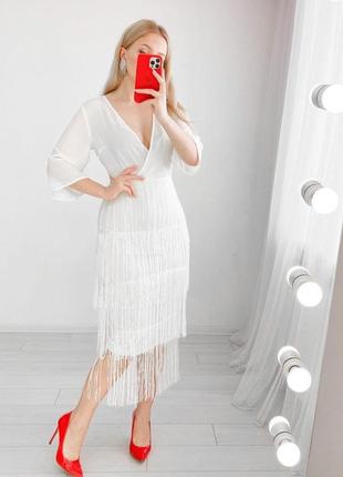 Біле плаття з бахромою1 фото