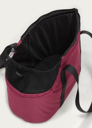 Сумка-переноска для котів, собак, маленьких хатніх тварин до 8 кг бордова2 фото