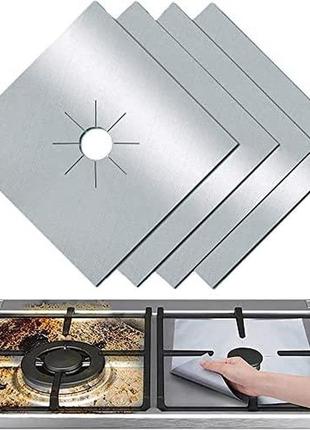 Антипригарний килимок для газових плит unique reusable gas range protector silver1 фото