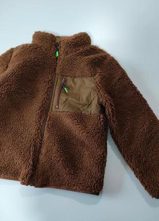 H&amp;m куртка кофта теплая на замке шерпа коричневая мальчишка тренд 6 7 8 лет2 фото