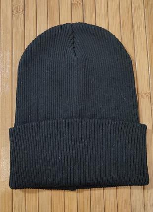 Двойная вязаная шапка uniko глубина 29 размер универсальный цвет черный