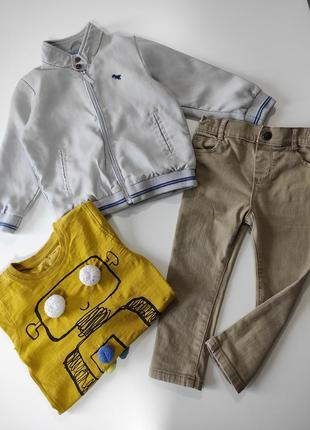 Цена за все next набор комплект одежды 2 3 года 92 98 см рост мальчика джинсы бежевые бомбер куртка кофта