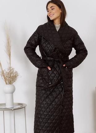 Пальто весна-осень,стеганное, черный