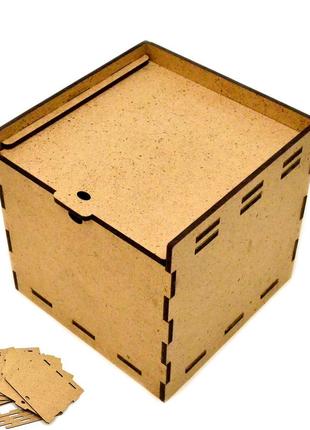 Коробка мдф 10х10х10 см (в разобранном виде) подарочная маленькая коробочка для подарка коричневого цвета2 фото