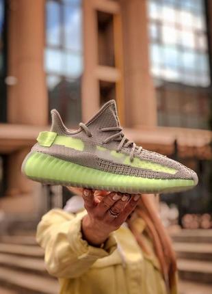 Женские кроссовки adidas yeezy boost 350 v2 grey green / smb