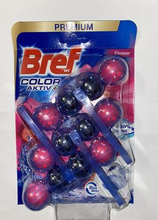 Туалетний блок bref color aktiv flower кольорова вода 3 шт.