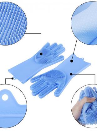 Силіконові рукавички для миття посуду gloves for washing dishes (w-49) (100)6 фото