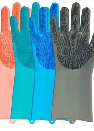 Силіконові рукавички для миття посуду gloves for washing dishes (w-49) (100)3 фото