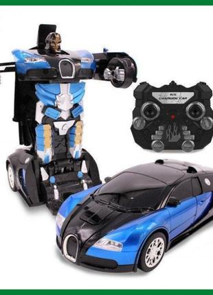 Машинка трансформер bugatti robot car на радиоуправлении, машинка робот с пультом управления