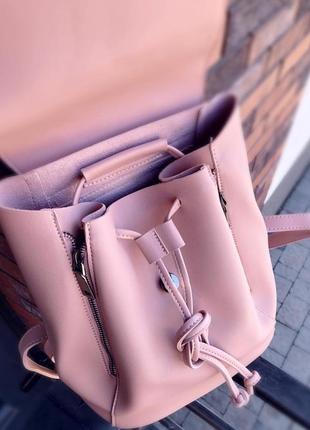 Рюкзак стильный пудра эко-кожа на стяжке. польша3 фото