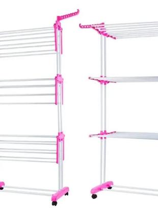 Підлогова сушарка для білизни garment rack with wheels 3 яруси tw1166 фото