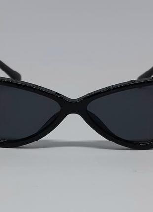 Очки в стиле valentino женские солнцезащитные кошечки узкие черные