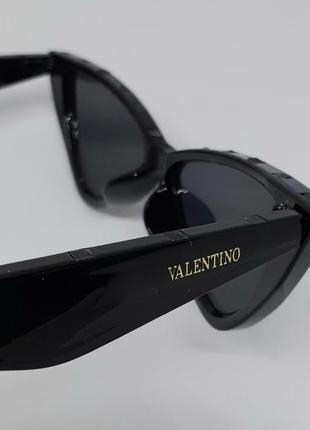 Очки в стиле valentino женские солнцезащитные кошечки узкие черные