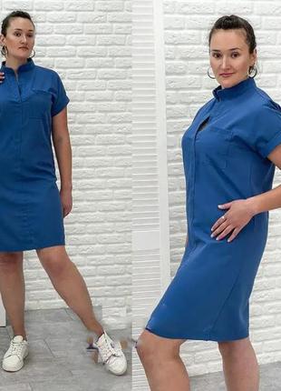 Женское льняное платье летнее батал