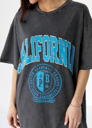 Бавовняна футболка оверсайз з написом california4 фото