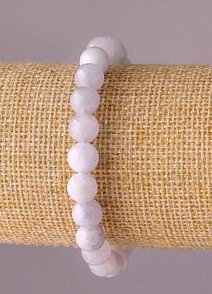 Браслет аквамарин на резинці гладкий кулька d-8мм обхват 18см