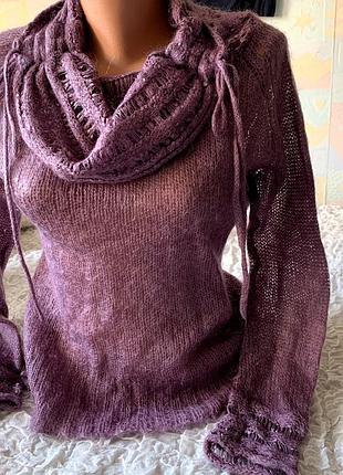 Тонкий ажурный мохеровый свитер  vila m-l