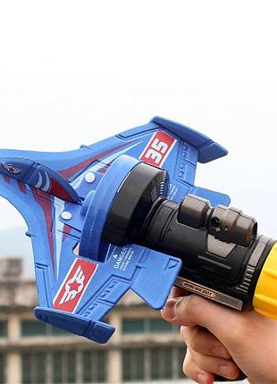 Дитячий пістолет катапульта space bus power 88118, дитячий планер катапульта з літаком5 фото