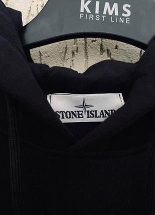 Брендове чоловіче худі стон айленд / якісне худі stone island на зипці в чорному кольорі на кожен день4 фото